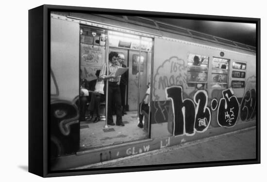 Graffiti on a NYC Subway Car on the Became a Symbol of a City in Decline in 1970s-null-Framed Stretched Canvas