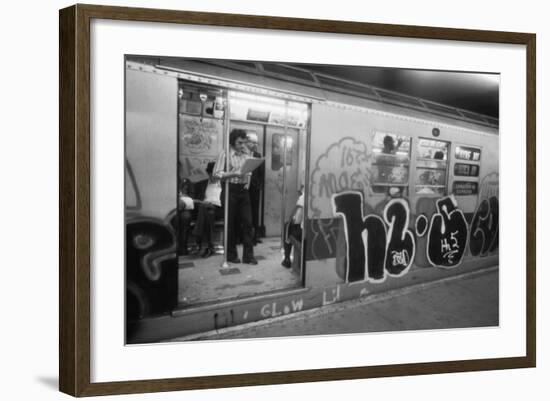 Graffiti on a NYC Subway Car on the Became a Symbol of a City in Decline in 1970s-null-Framed Photo