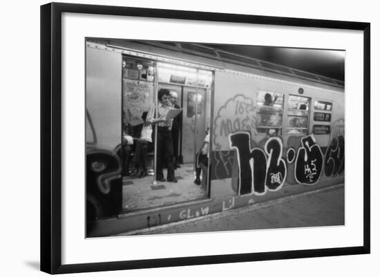 Graffiti on a NYC Subway Car on the Became a Symbol of a City in Decline in 1970s-null-Framed Photo