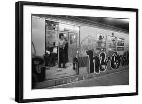 Graffiti on a NYC Subway Car on the Became a Symbol of a City in Decline in 1970s-null-Framed Photo