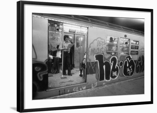 Graffiti on a NYC Subway Car on the Became a Symbol of a City in Decline in 1970s-null-Framed Photo