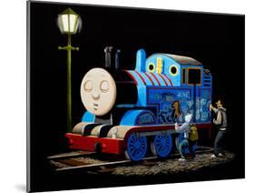 Graffiti on Sleeping Cartoon Train-null-Mounted Poster