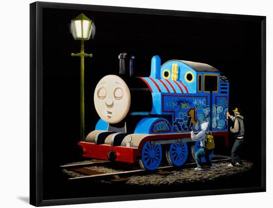 Graffiti on Sleeping Cartoon Train-null-Framed Poster