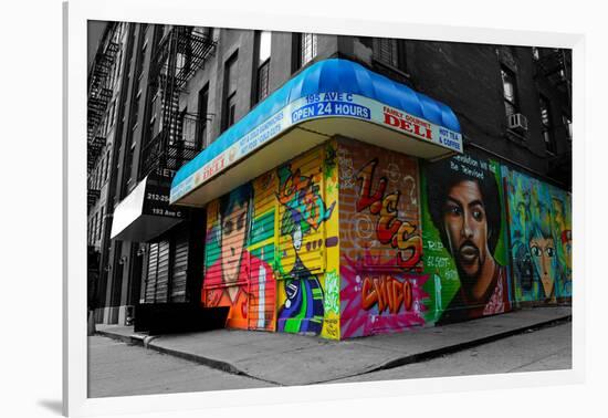 Graffiti on storefronts in NYC-null-Framed Photo