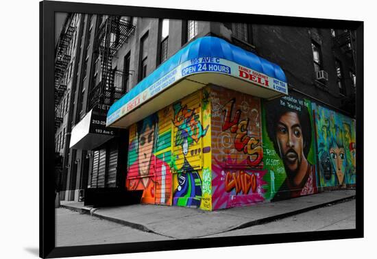 Graffiti on storefronts in NYC-null-Framed Photo