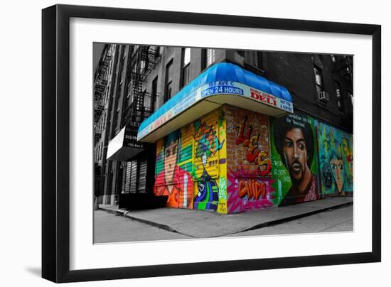 Graffiti on storefronts in NYC-null-Framed Photo