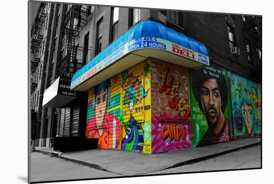 Graffiti on storefronts in NYC-null-Mounted Photo