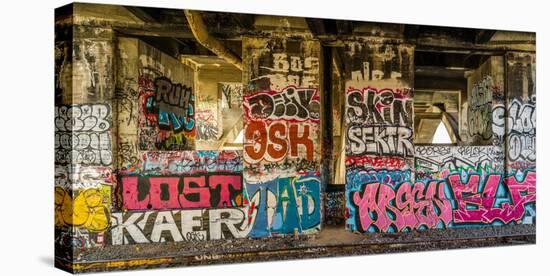 Graffiti on the walls, Tenth Street Bridge, Los Angeles County, Southern California, California...-null-Stretched Canvas