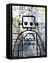 Graffiti Robot Color-Roseanne Jones-Framed Stretched Canvas