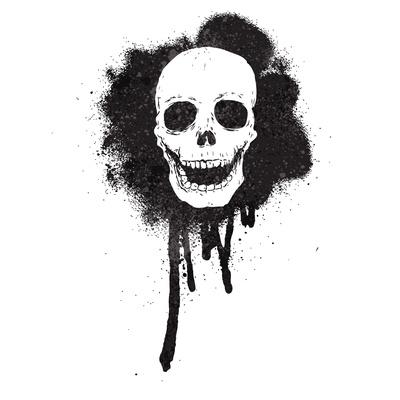 Graffiti Spray Paint Stencil Skull' Photographic Print - lineartestpilot