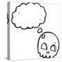 Graffiti Style Skull with Thought Bubble Cartoon-lineartestpilot-Stretched Canvas