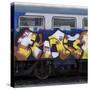 Grafitti on Train Carriage, Pisa, Italy-Mike Burton-Stretched Canvas