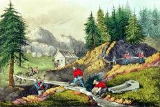 Gold Mining in California, Published by Currier & Ives, 1861-Grafton Tyler Brown-Framed Stretched Canvas