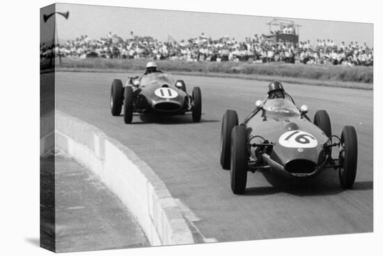 Graham Hill and Jack Brabham Racing in the XI British Grand Prix, Silverstone, July 1958-null-Stretched Canvas
