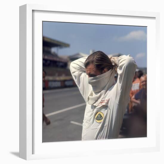 Graham Hill Getting Ready for the French Grand Prix, Le Mans, France, 1967-null-Framed Photographic Print