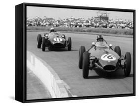 Graham Hill Leads in his Lotus 16 from Jack Brabham in Cooper T45, 1958 British Grand Prix-null-Framed Stretched Canvas