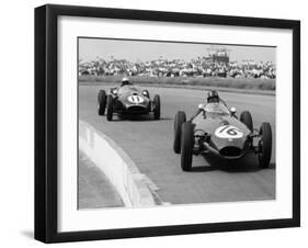 Graham Hill Leads in his Lotus 16 from Jack Brabham in Cooper T45, 1958 British Grand Prix-null-Framed Photographic Print