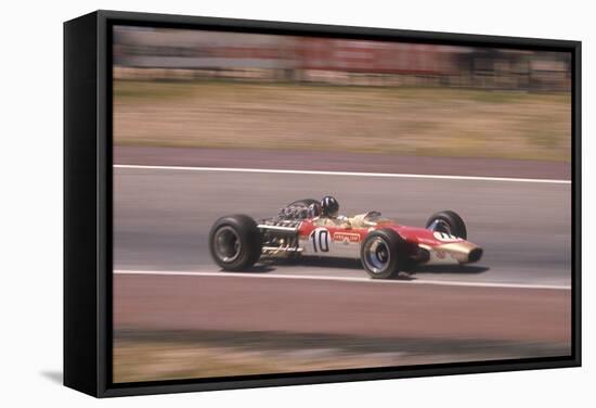 Graham Hill's Lotus at Speed, Spanish Grand Prix, Jarama, Madrid, 1968-null-Framed Stretched Canvas