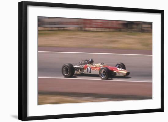 Graham Hill's Lotus at Speed, Spanish Grand Prix, Jarama, Madrid, 1968-null-Framed Photographic Print