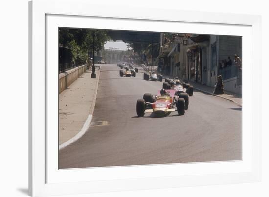 Graham Hill's Lotus Leading John Surtees' Honda, Monaco Grand Prix, 1968-null-Framed Photographic Print