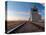 Grain elevator and railroad track, Milk River, Alberta, Canada-null-Stretched Canvas