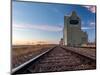 Grain elevator and railroad track, Milk River, Alberta, Canada-null-Mounted Photographic Print