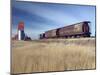 Grain Elevators and Wheat Train, Saskatchewan, Canada-Walter Bibikow-Mounted Photographic Print