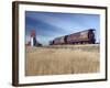 Grain Elevators and Wheat Train, Saskatchewan, Canada-Walter Bibikow-Framed Photographic Print