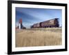 Grain Elevators and Wheat Train, Saskatchewan, Canada-Walter Bibikow-Framed Photographic Print