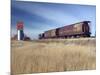 Grain Elevators and Wheat Train, Saskatchewan, Canada-Walter Bibikow-Mounted Photographic Print