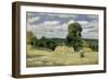 Grain Harvest in Montfoucault, c.1876-Camille Pissarro-Framed Giclee Print