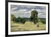 Grain Harvest in Montfoucault, c.1876-Camille Pissarro-Framed Giclee Print