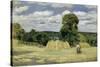 Grain Harvest in Montfoucault, c.1876-Camille Pissarro-Stretched Canvas