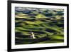 Grain silo and rolling wheat fields viewed from Steptoe Butte, Palouse farming region of Eastern Wa-Adam Jones-Framed Photographic Print