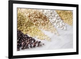 Grain Still Life: Brown Rice, Millet, Rice, Pearl Barley, Amaranth-Amana Images Inc.-Framed Photographic Print