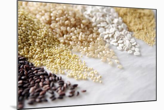 Grain Still Life: Brown Rice, Millet, Rice, Pearl Barley, Amaranth-Amana Images Inc.-Mounted Photographic Print