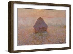 Grainstack, Sun in the Mist, 1891-Claude Monet-Framed Giclee Print