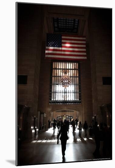 Gramd Central Station American Flag NYC-null-Mounted Poster