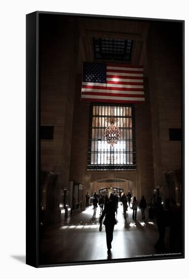 Gramd Central Station American Flag NYC-null-Framed Stretched Canvas