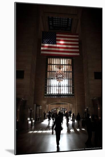 Gramd Central Station American Flag NYC-null-Mounted Photo