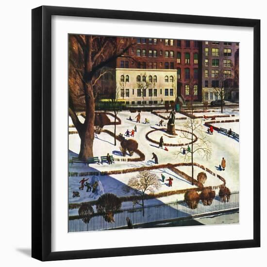 "Gramercy Park", February 11, 1950-John Falter-Framed Premium Giclee Print