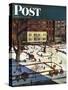 "Gramercy Park" Saturday Evening Post Cover, February 11, 1950-John Falter-Stretched Canvas