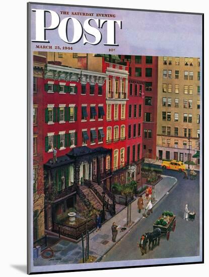 "Gramercy Park," Saturday Evening Post Cover, March 25, 1944-John Falter-Mounted Giclee Print