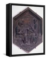 Grammar, Hexagonal Decorative Tile from a Series Depicting the Seven Liberal Arts-Andrea Pisano-Framed Stretched Canvas