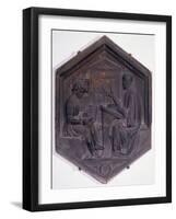 Grammar, Hexagonal Decorative Tile from a Series Depicting the Seven Liberal Arts-Andrea Pisano-Framed Giclee Print