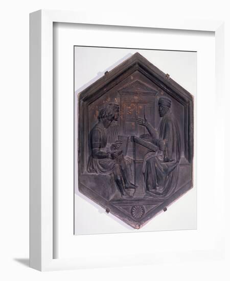 Grammar, Hexagonal Decorative Tile from a Series Depicting the Seven Liberal Arts-Andrea Pisano-Framed Giclee Print