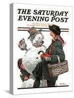 "Gramps and the Snowman" Saturday Evening Post Cover, December 20,1919-Norman Rockwell-Stretched Canvas