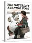 "Gramps and the Snowman" Saturday Evening Post Cover, December 20,1919-Norman Rockwell-Stretched Canvas