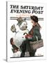 "Gramps and the Snowman" Saturday Evening Post Cover, December 20,1919-Norman Rockwell-Stretched Canvas