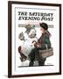 "Gramps and the Snowman" Saturday Evening Post Cover, December 20,1919-Norman Rockwell-Framed Premium Giclee Print